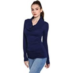 NEW Amelie Boutik Cowl Neck Navy Blue Sweater size MEDIUM